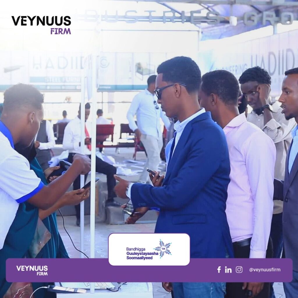 The BGS24 stage in Mogadishu: LED screens, stage audio and a run of show built around a CEO-led panel and an audience of more than five hundred.