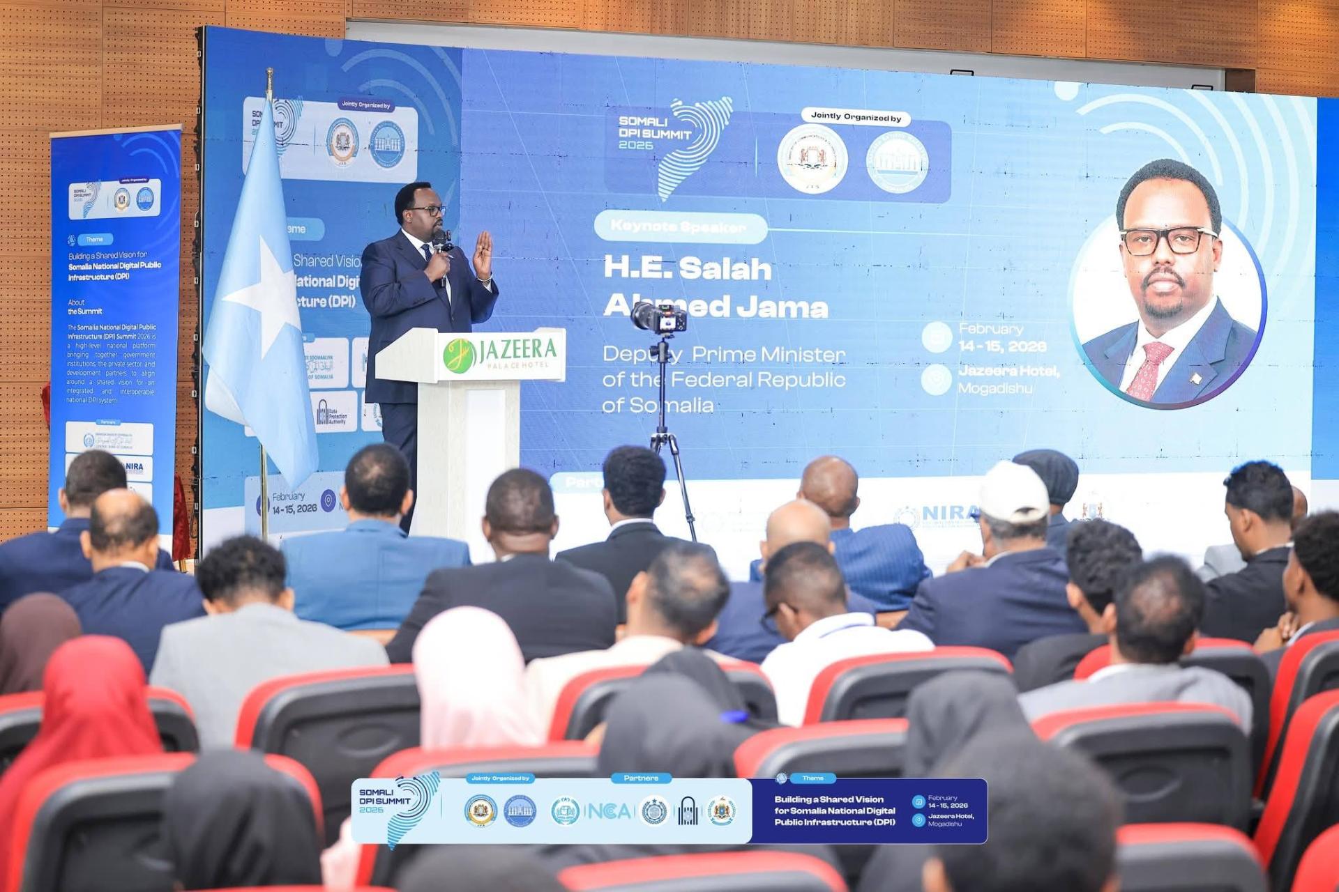 The main hall at the Jazeera Hotel, branded and set for the two days of Somalia's first National DPI Summit.